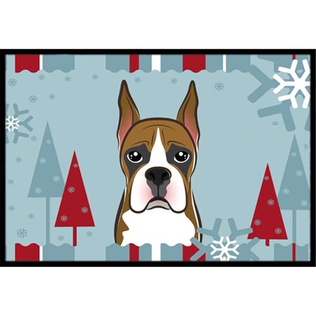 Carolines Treasures Winter Holiday Boxer Indoor and Outdoor Mat- 18 x 27 in. BB1719MAT